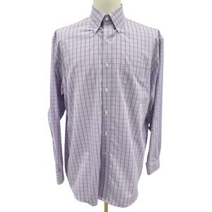 Brooks Brothers Mens L Purple Supima Cotton Mini Check Button Down‎ Shirt NWOT